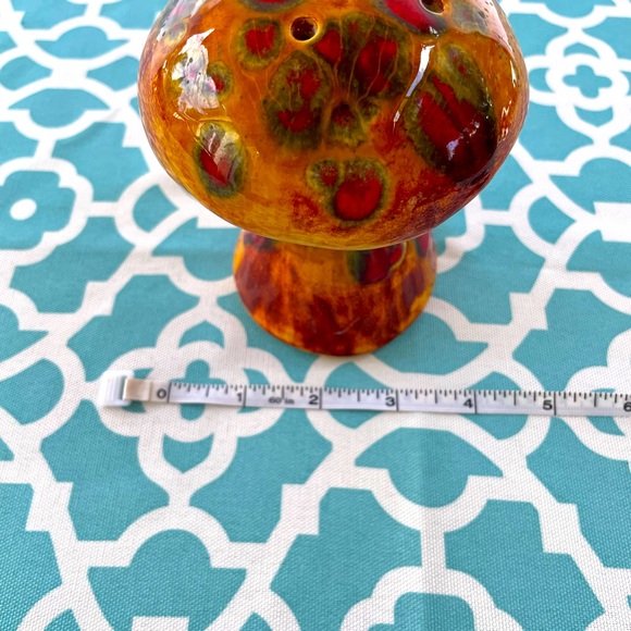 Vintage 1970s Ceramic Orange Yellow Brown Mushroom Shaker - Picture 6 of 8